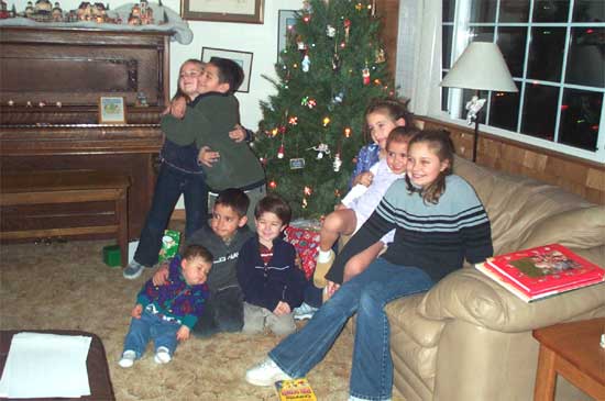 kids by the tree