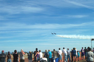 crowd watching planes