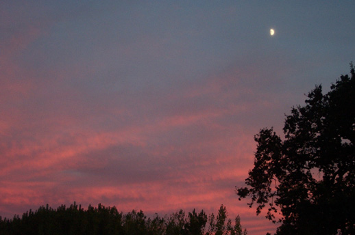 moon at sunset