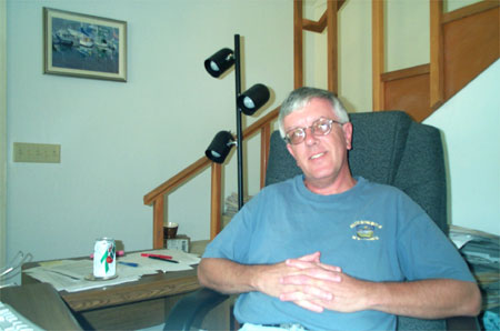 Michael at work, July 2001